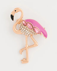 Pink Faux Pink Diamond Flamingo Brooch