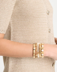 White Neutral Round Stretch Bracelet