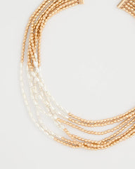 Mixed Metals Multi-Strand Beaded Short Necklace