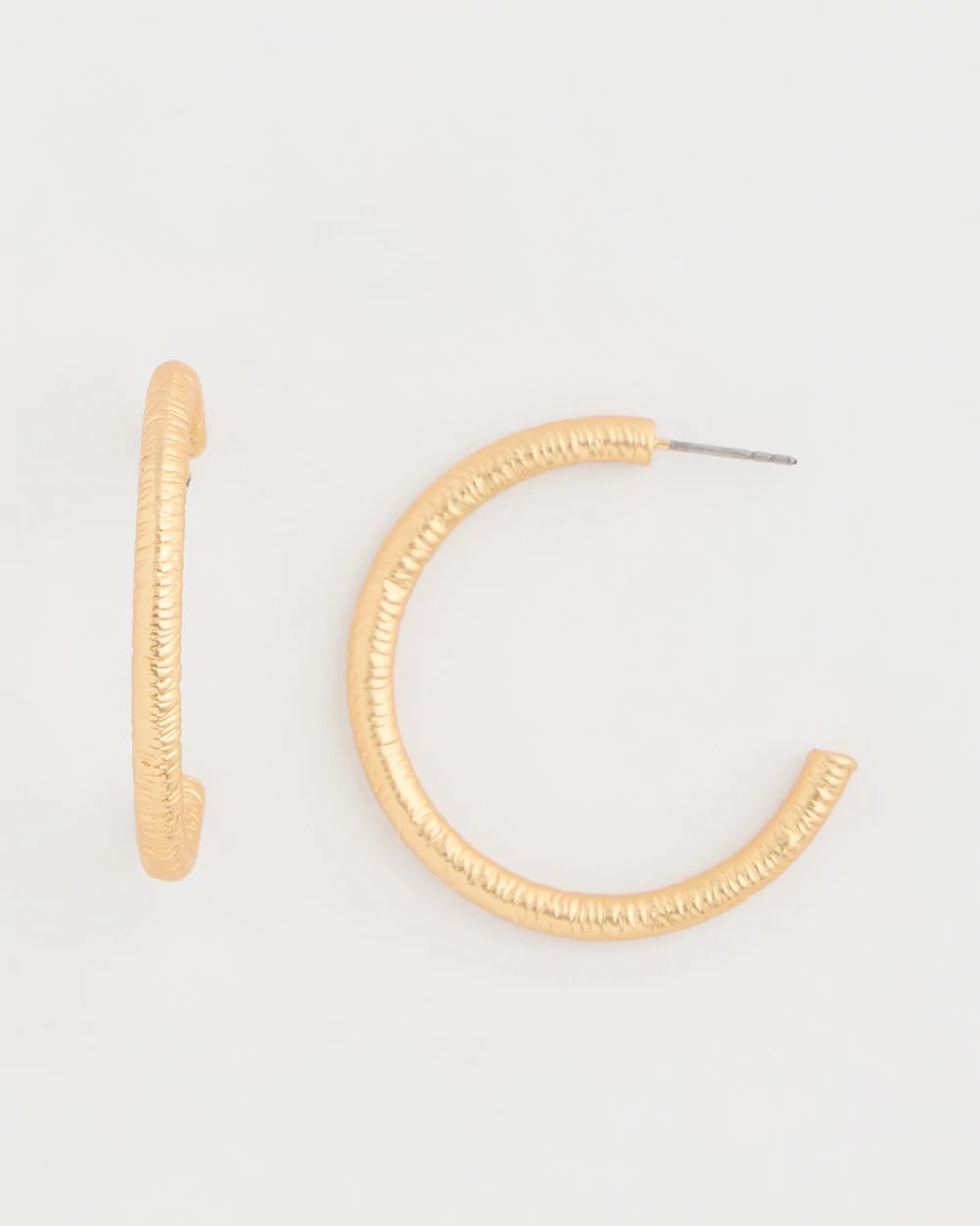Gold Goldtone Textured Hoop Earrings