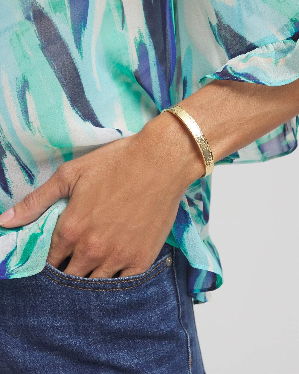 Gold Goldtone Flexible Cuff Bracelet