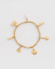 Gold Goldtone Stretch Charm Bracelet