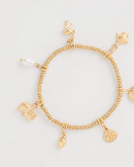 Gold Goldtone Stretch Charm Bracelet