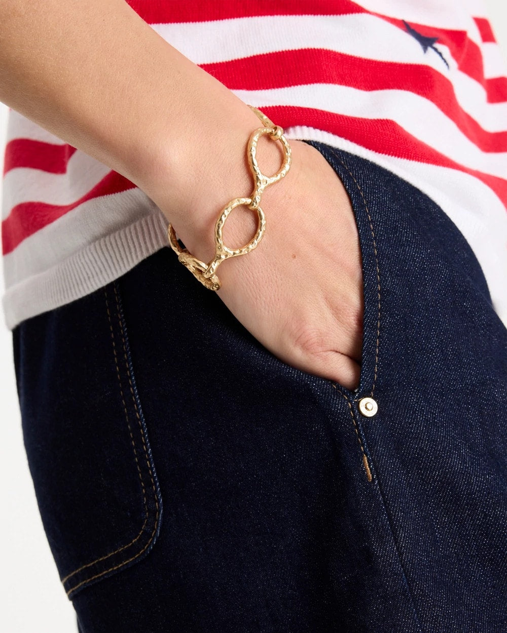 Gold Goldtone Open Link Toggle Bracelet