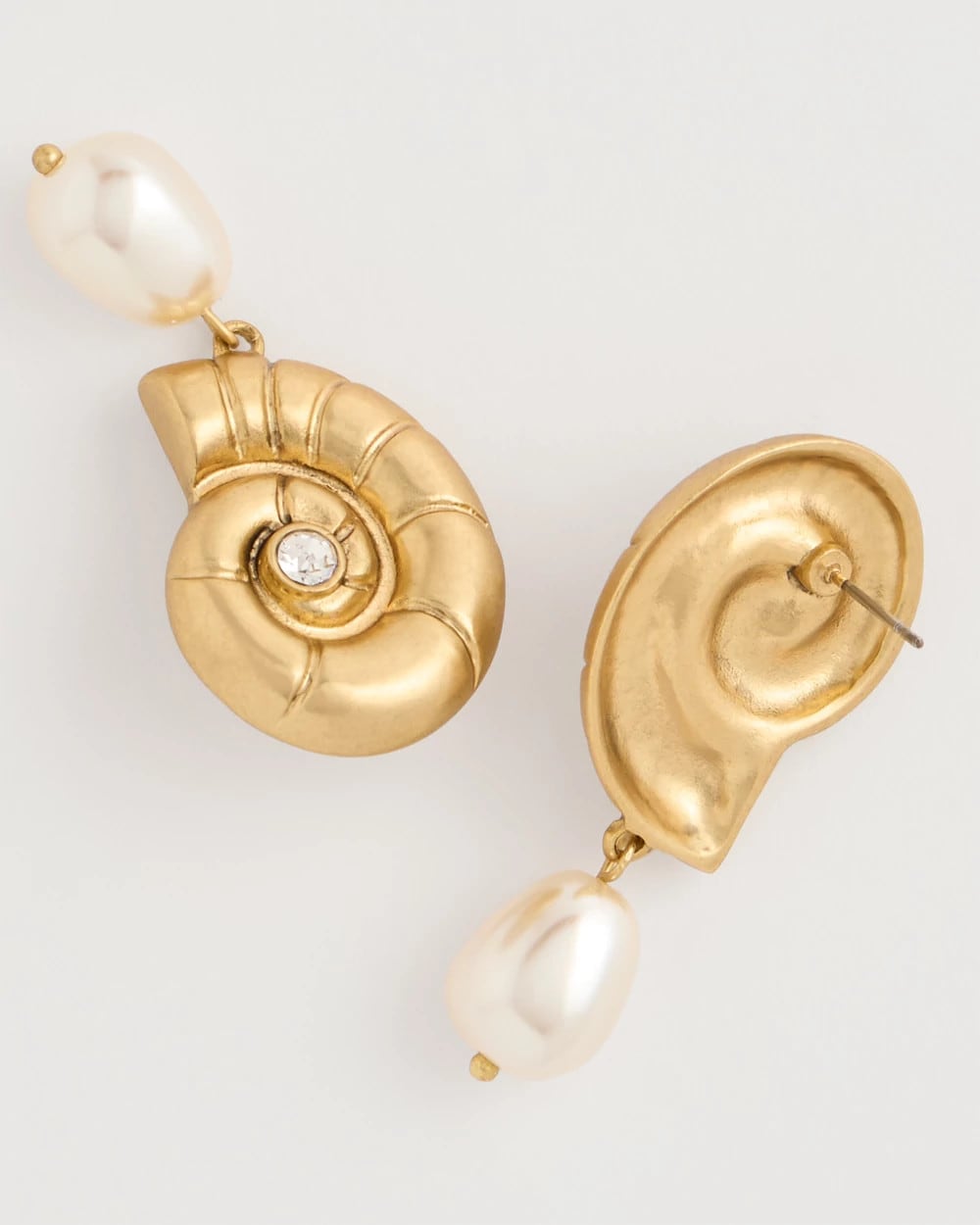 Gold Goldtone Spiral Shell Earrings