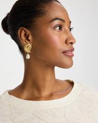 Gold Goldtone Spiral Shell Earrings