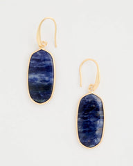 Navy Genuine Lapis Lazuli Stone Drop Earrings