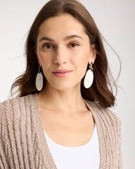 Neutral Shell Oval Drop Earrings