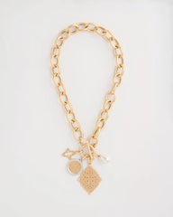 Gold Toggle Cameo Charm Necklace