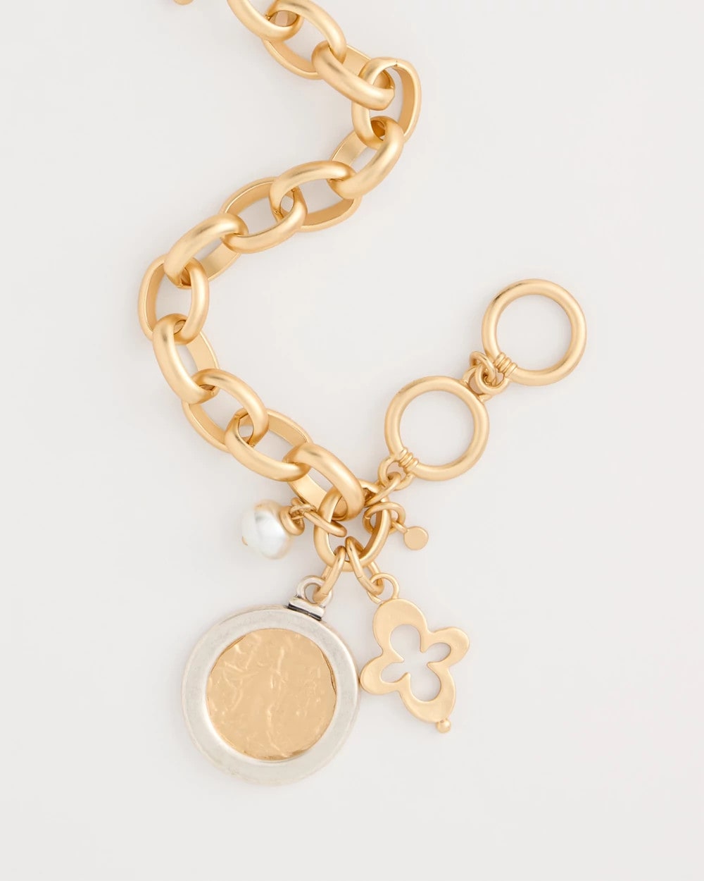 Gold Toggle Bar Charm Bracelet