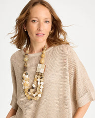 Neutral Chico's Originals Faux Horn Geo Necklace