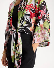 Black Georgette Tie-Front Kimono