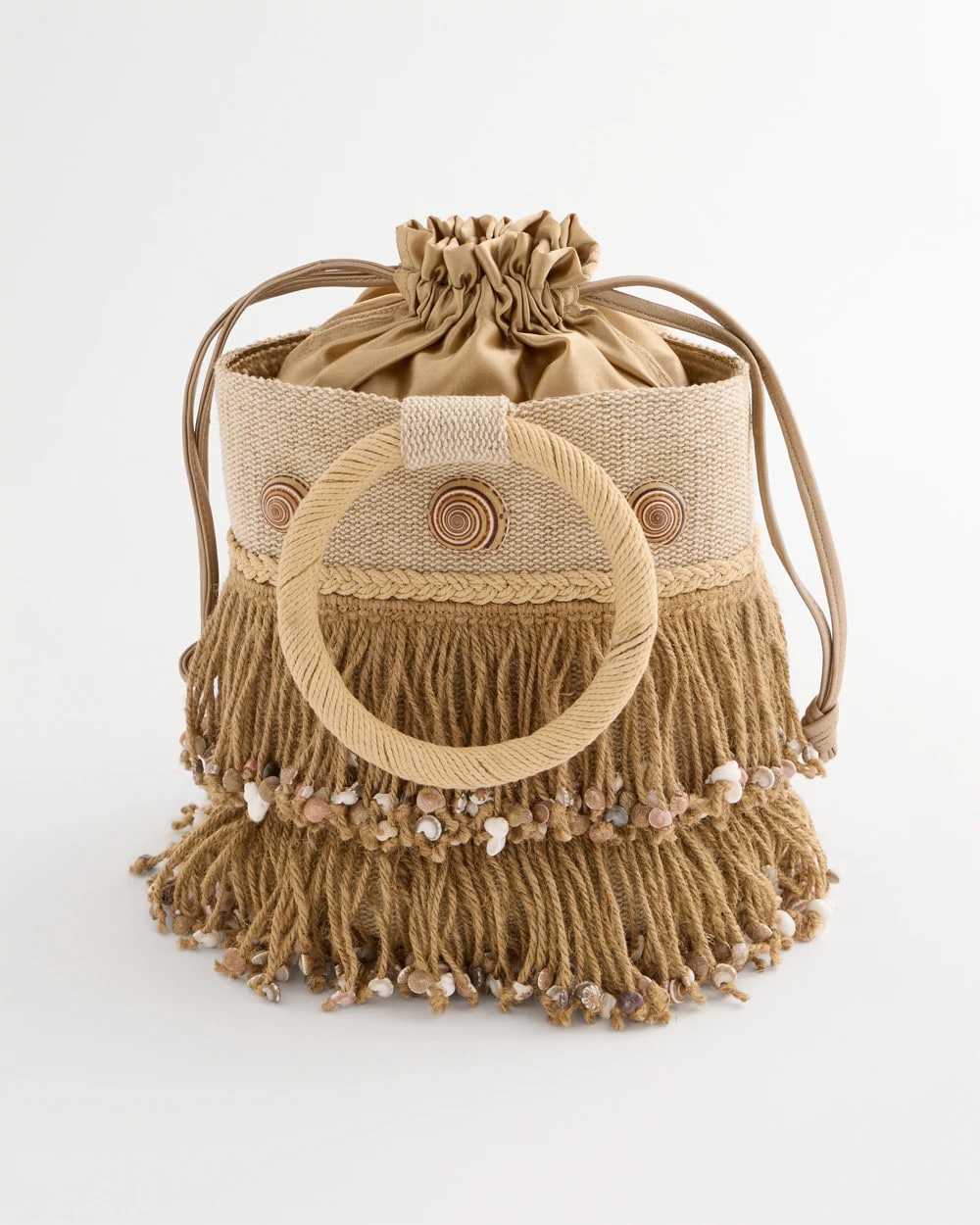 Natural Chico's Originals Bamboo Bucket Bag
