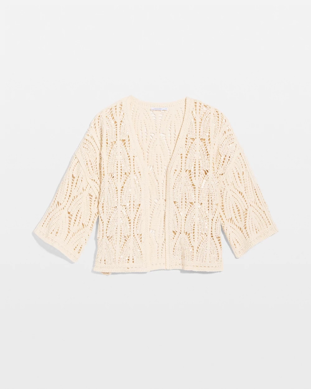 Neutral Cotton Crochet Kimono