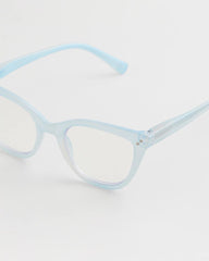 Light Blue Pearlescent Cat Eye Readers