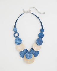 Blue Multi Chico's Originals Blue Neutral Wood Bib Necklace