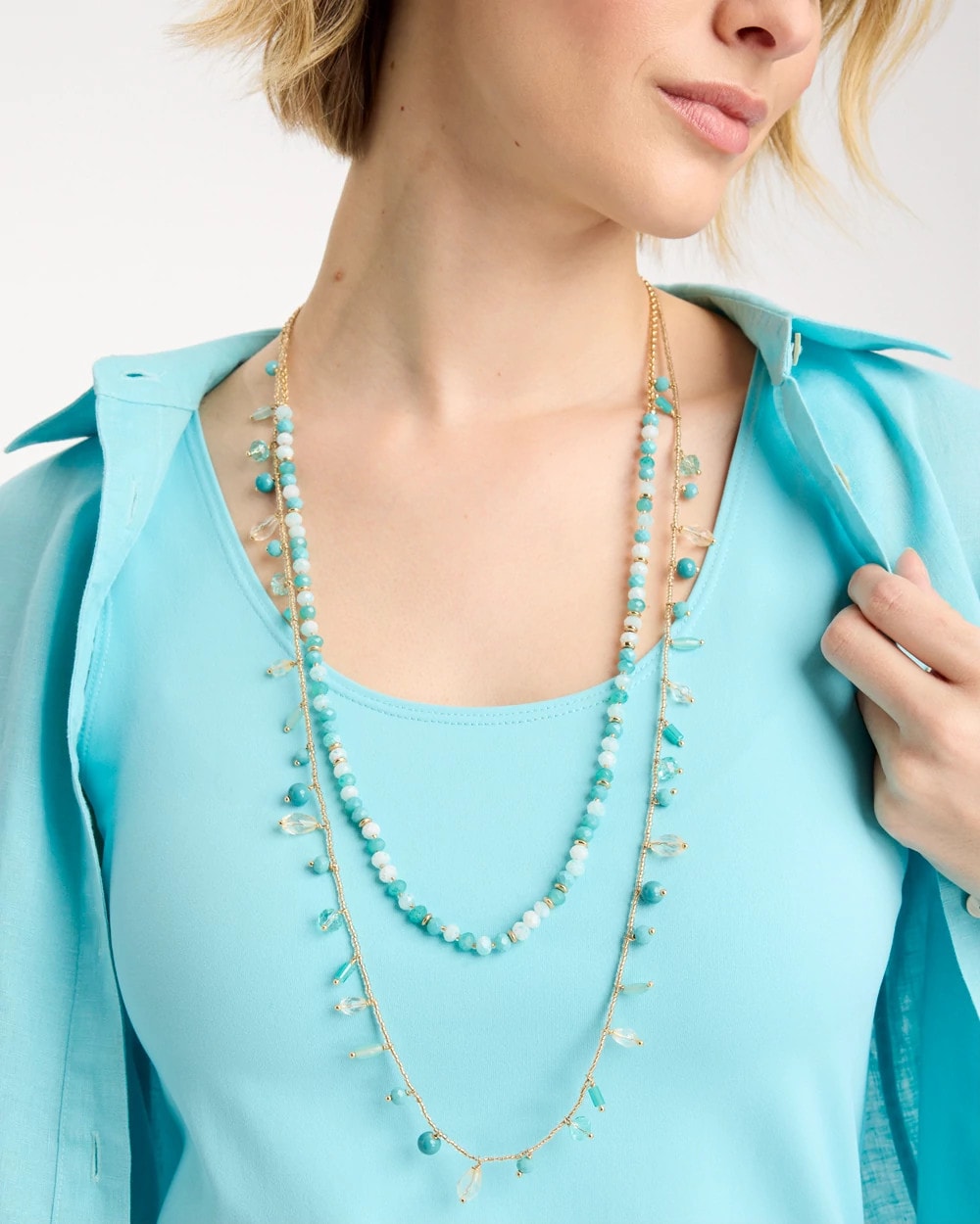 Aqua Multi-Strand Aqua Layering Necklace
