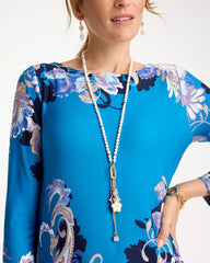 Orchid Medallion Pendant Pearl Necklace