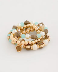Aqua Aqua Stretch Set of Five Beaded Bracelets
