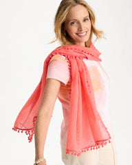 Calypso Coral Pom Pom Oblong Scarf