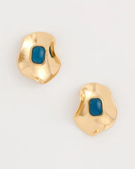 Blue Blue Resin Cab Oversized Stud Earrings