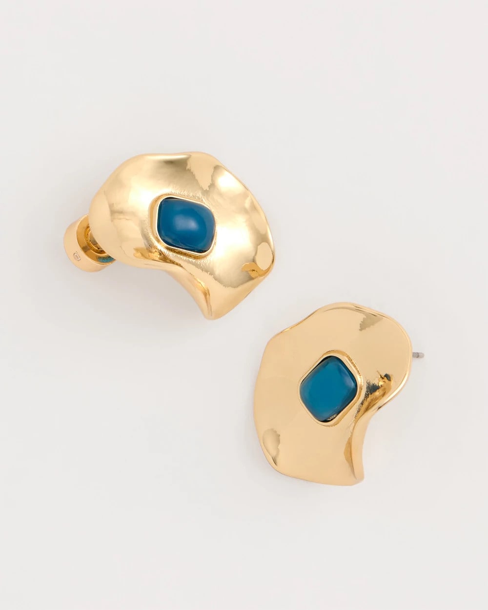 Blue Blue Resin Cab Oversized Stud Earrings