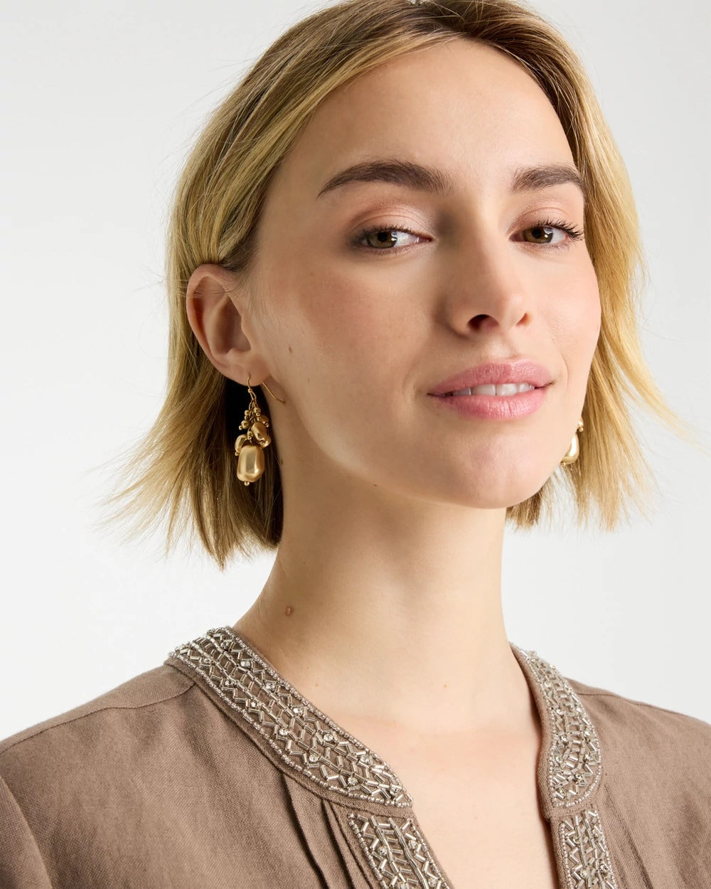Gold Goldtone Cluster Earrings