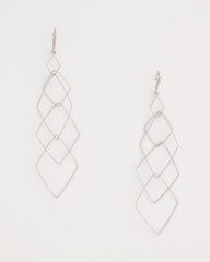 Silver Geo Linear Drop Earrings