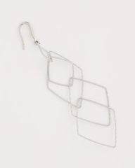 Silver Geo Linear Drop Earrings