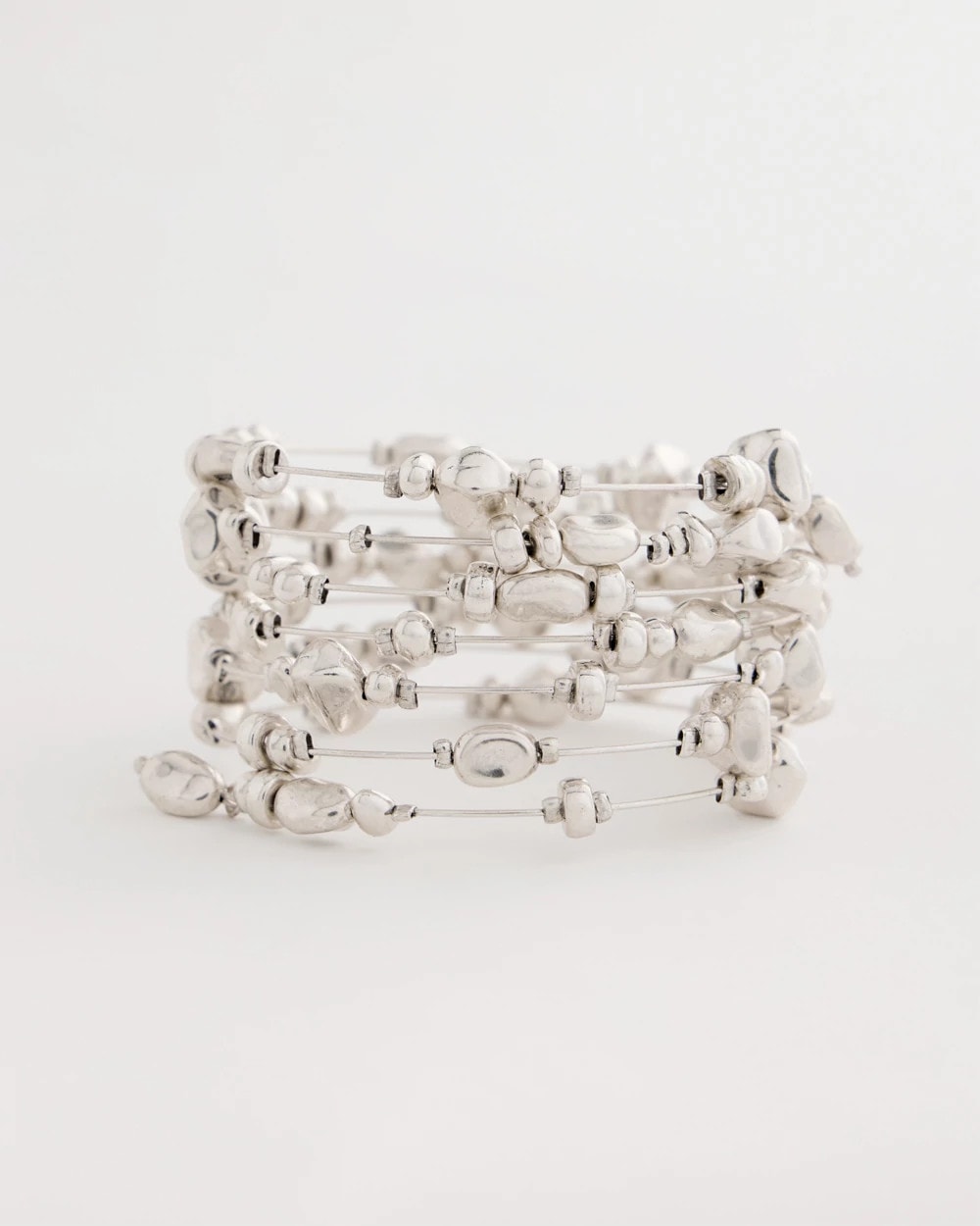 Silver Silvertone Coil Bracelet