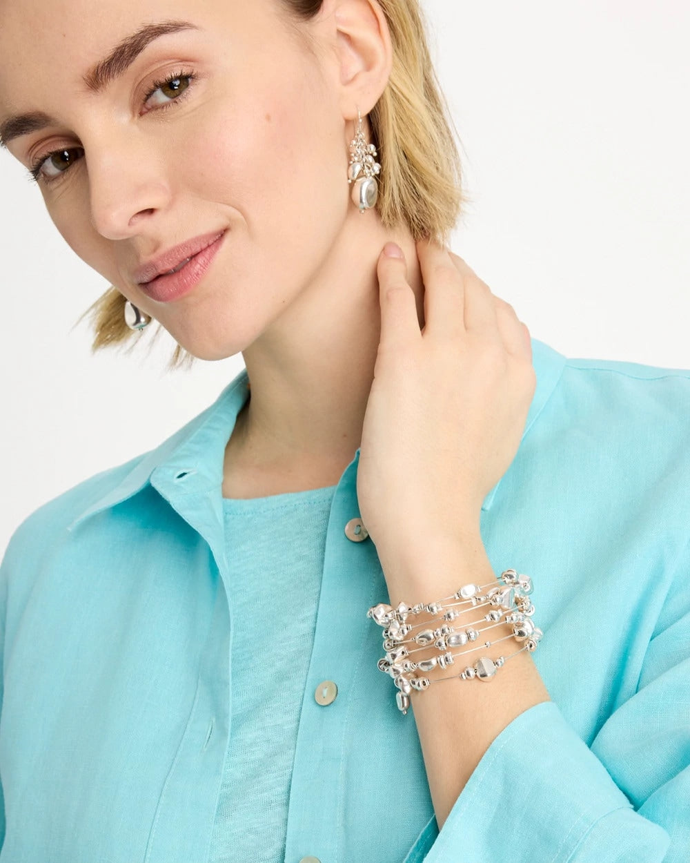 Silver Silvertone Coil Bracelet