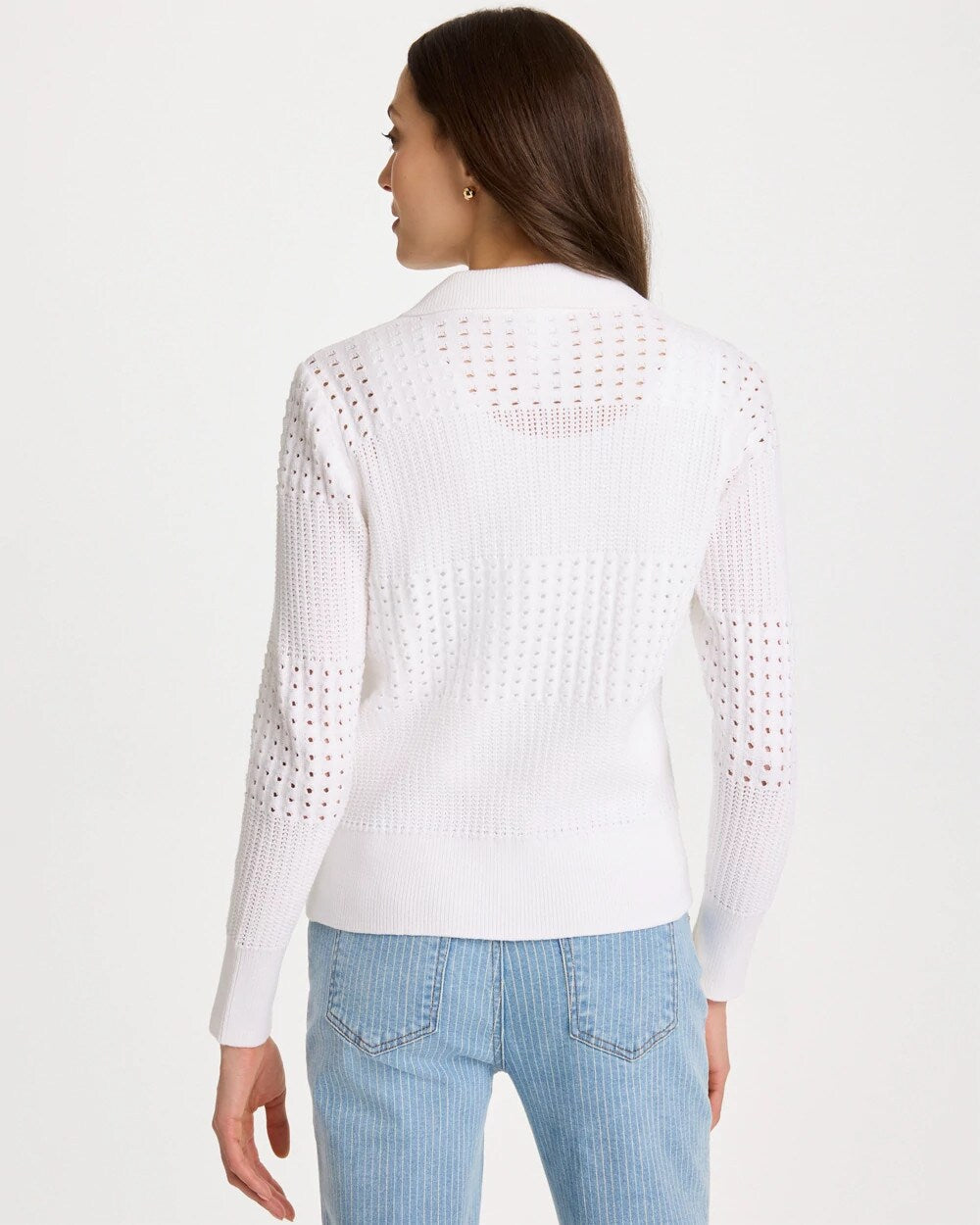 Alabaster Textured Button-Front Cardigan
