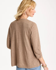 Topaz Smoke Linen Open Front Cardigan