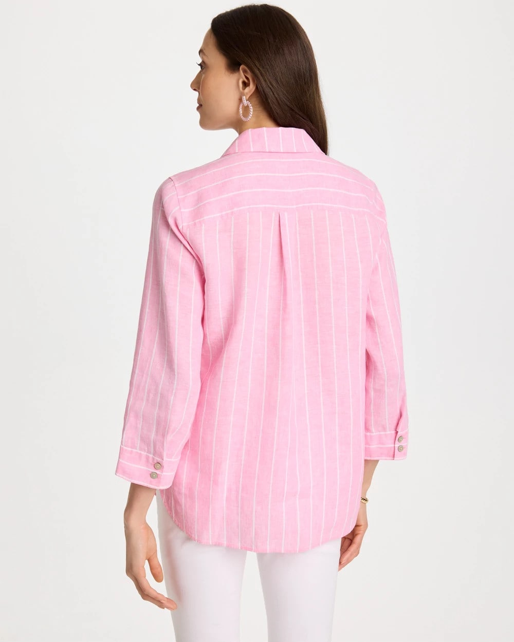 Pink Pansy No Iron™ Linen Striped Shirt
