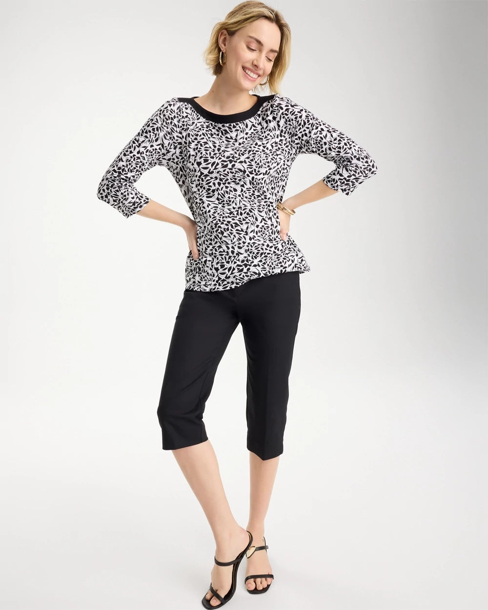 Black Fauna Pima 3/4 Sleeve Tee