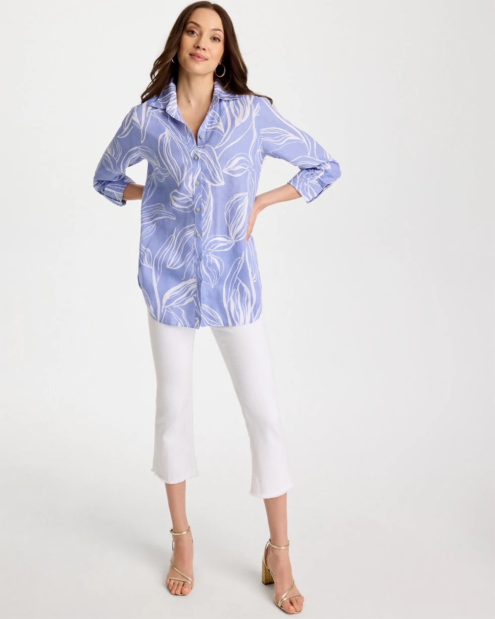 Blue Orchid No Iron™ Printed Linen Tunic