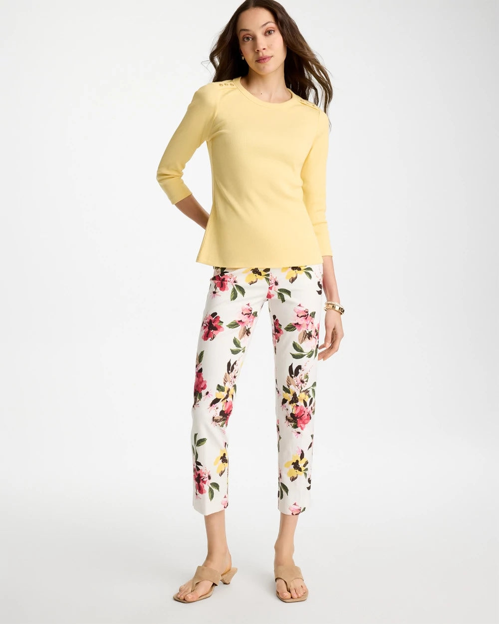 Golden Haze Ribbed Button Crewneck Tee