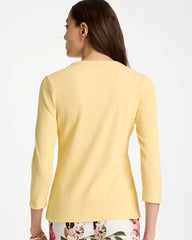 Golden Haze Ribbed Button Crewneck Tee