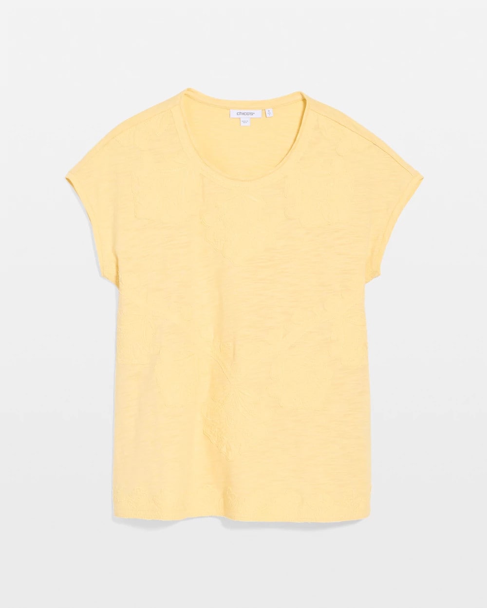 Golden Haze Monochrome Embroidered Cap-Sleeve Tee