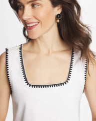 Alabaster Blanket Stitch Contour Cotton™ Square Neck Tank