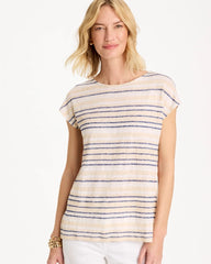 Passport Blue Striped Linen Dolman Tee