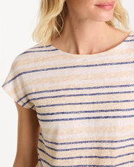 Passport Blue Striped Linen Dolman Tee