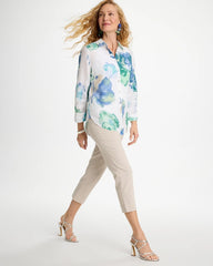 Passport Blue No Iron™ Printed Linen Shirt