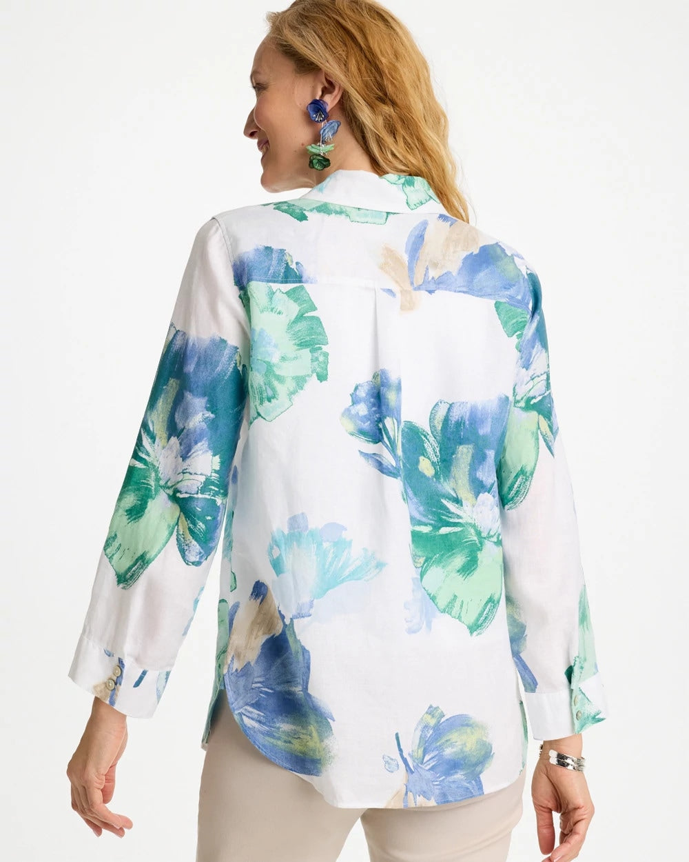 Passport Blue No Iron™ Printed Linen Shirt