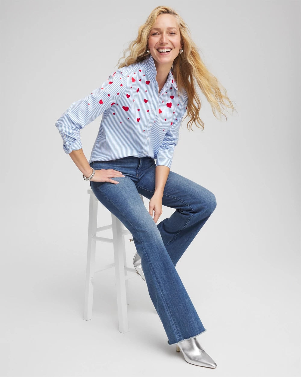 Tidal Blue V-Day Striped Poplin Shirt