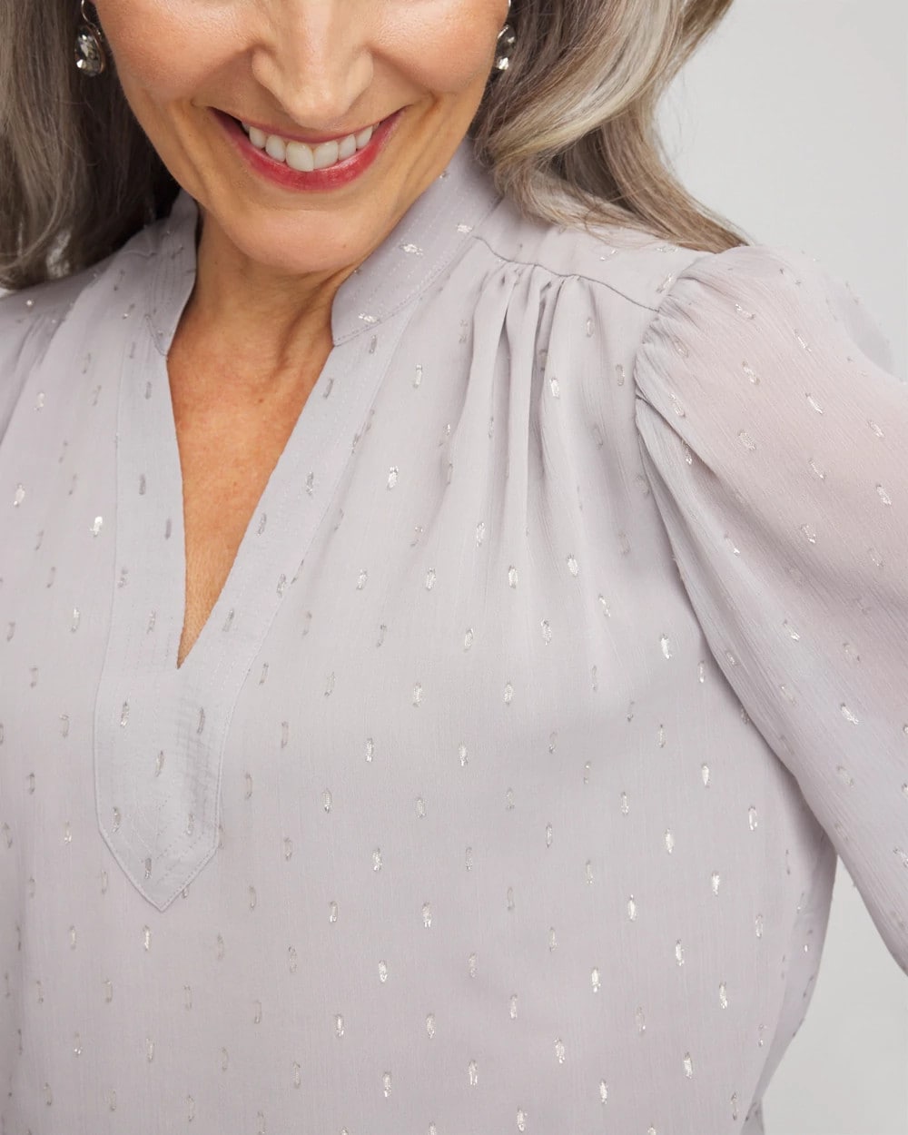 Dove Gray Georgette Clip Dot Blouse