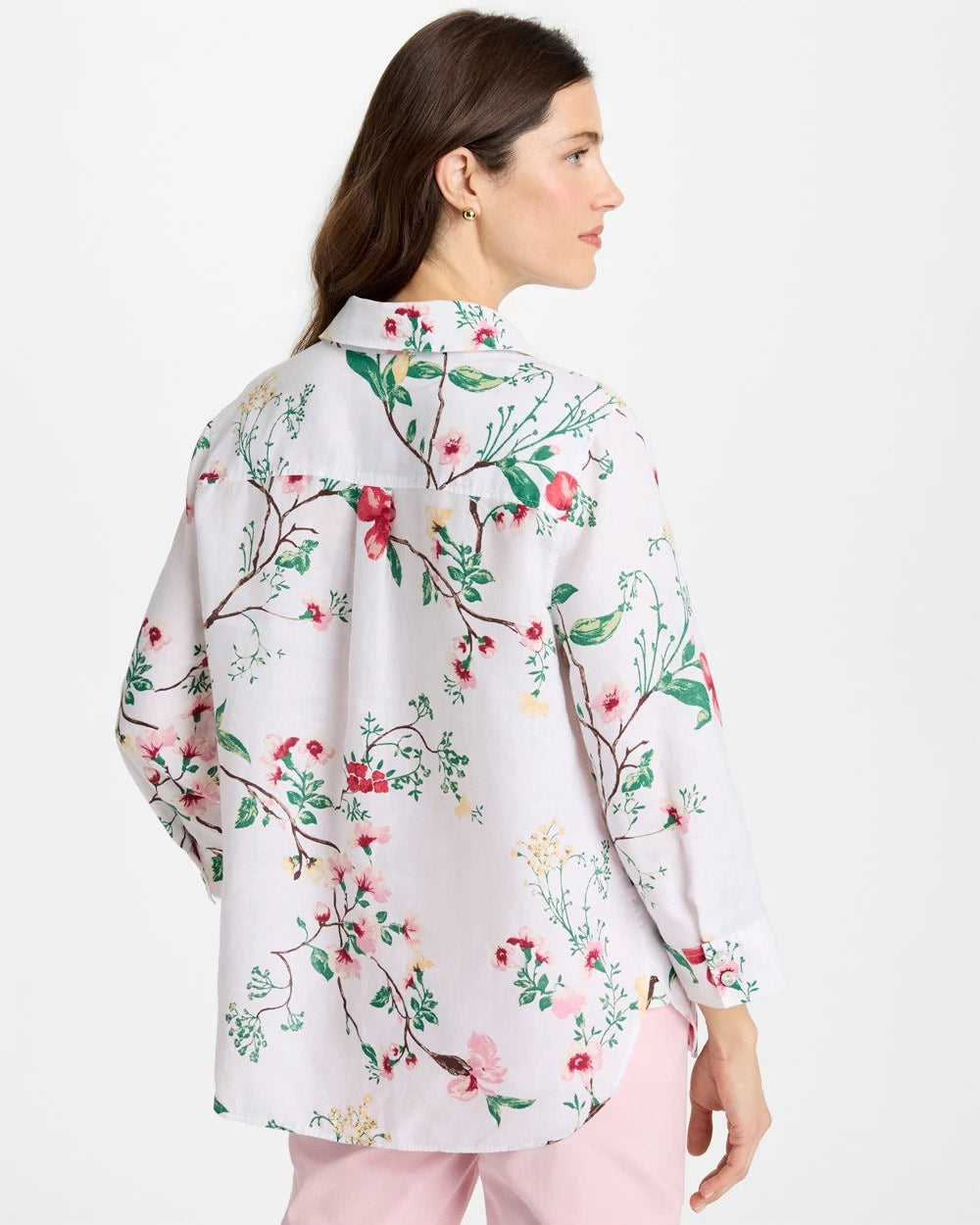 Hot Honeysuckle No Iron™ Kyoto Bloom Linen Shirt