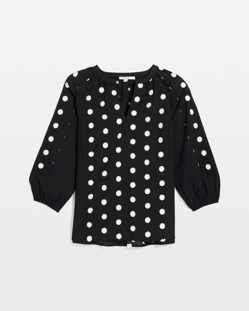 Black Textured Polka Dot Blouse