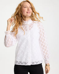 Alabaster Lace Ruffle Neck Blouse
