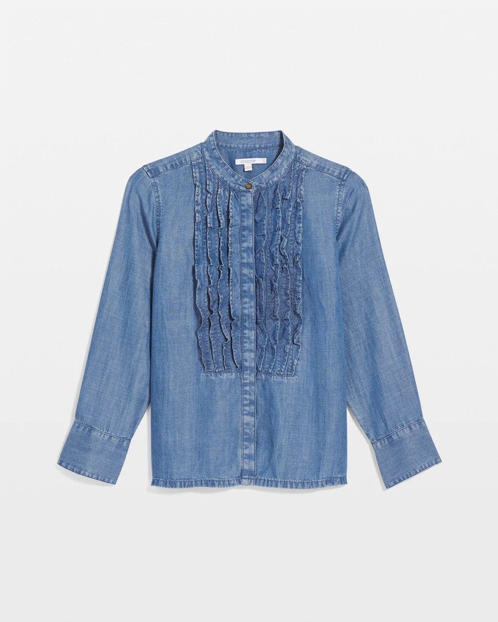 Bailey Indigo Tencel Ruffle Front Shirt
